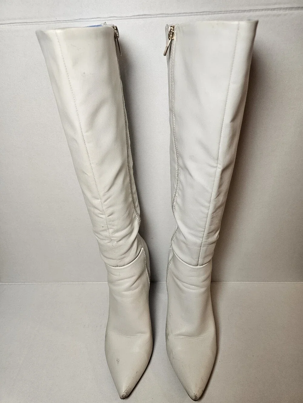 Marc Fisher Women's White Over-the-Knee Pointed Toe Block Heel Boots Size 9M